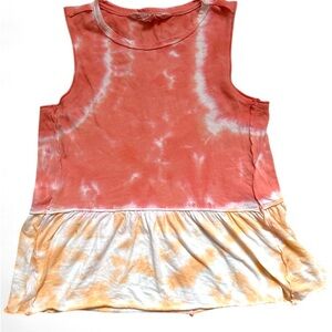 Vanilla Sky Colorful Peach Tie-Dye Sleeveless Fit & Flare Boho Tank Top Womans S